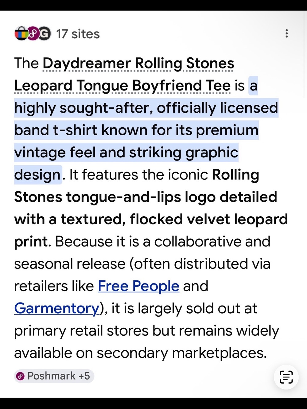 Daydreamer X Free People Rolling Stones Flocked Leopard Tongue Tee Ash L - Picture 2 of 11